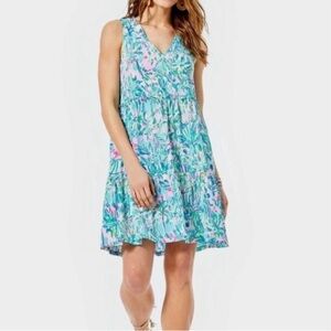 Lilly Pulitzer Lorina V-Neck Dress “Blue Ibiza Cabana Cocktail” Sz. XL